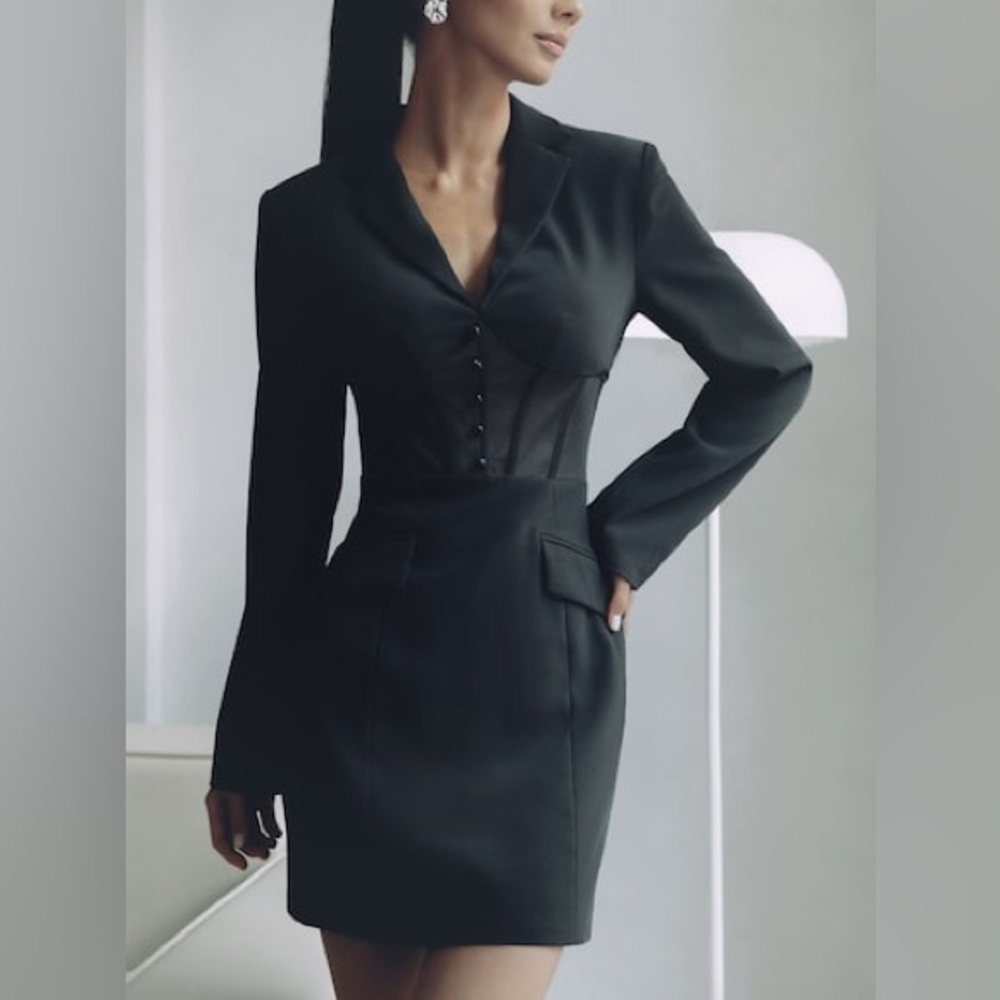 Lichi Black Corset Panel Dress